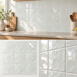 El Barco Chic Neutro 15x15 cm – Glanzende handvorm wandtegel