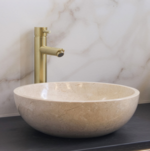 Marmer waskom rond - Beige