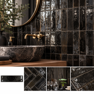 Ragno Look Glossy Nero 6×24 cm – Zwarte Glans Tegel