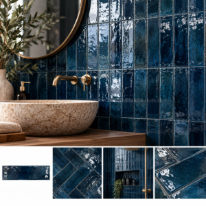 Ragno Look Glossy Blu 6×24 cm – Blauwe Glans Tegel