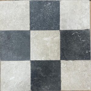 Getrommeld Belgisch hardsteen look dambord keramisch 20 x 20 cm