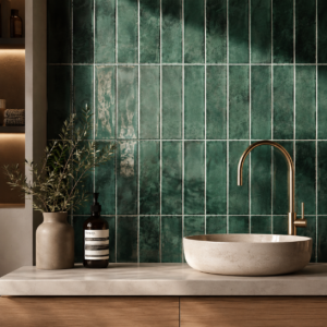Emerald Brick Mix 6,5x29,8 cm – Glanzende Groene Wandtegel