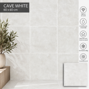 Cave White 60x60 cm – Betonlook Tegel Wit