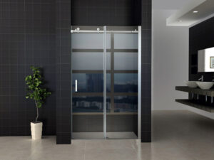 Schuifdeur voor nis – 140x200 cm – chroom – helder glas