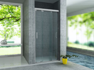 Driedelige schuifdeur voor nis – 80x200 cm – chroom – helder glas