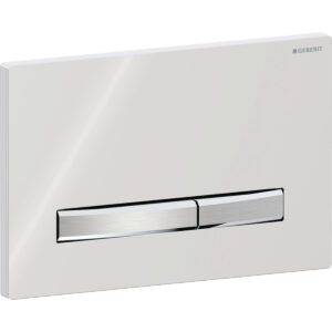 Geberit Sigma50 bedieningspaneel, hoekig, 2-toets spoeling, metaalkleur verchroomd – Grondplaat, Afdekplaat: chroom / Glanzend; Toets: chroom / Geborsteld, easy to clean gecoat – 115.788.21.2