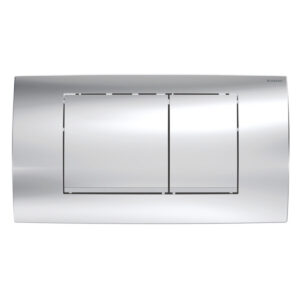 Geberit Twinline30 bedieningspaneel, hoekig, 2-toets spoeling – Plaat, Toets: chroom / Glanzend; Designstrook: chroom / Mat – 115.899.KH.1