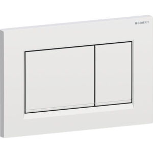 Geberit Sigma20 bedieningspaneel, hoekig, 2-toets spoeling – Plaat, Toets: chroom / mat, easy to clean gecoat; Designstrook: chroom / Glanzend – 115.883.JQ.1