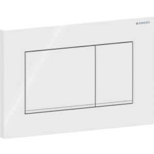 Geberit Sigma20 bedieningspaneel, hoekig, 2-toets spoeling – Plaat, Toets: wit / Glanzend; Designstrook: wit mat – 115.883.11.1