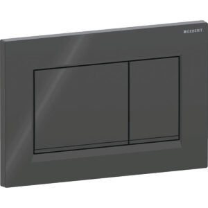 Geberit Sigma20 bedieningspaneel, hoekig, 2-toets spoeling – Plaat, Toets: zwart / Glanzend; Designstrook: zwart mat – 115.883.DW.1