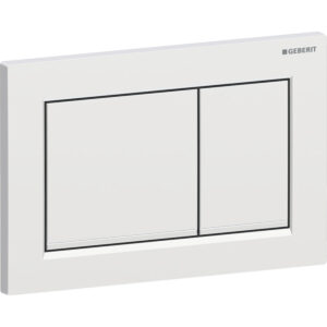 Geberit Omega20 bedieningspaneel, hoekig, 2-toets spoeling – Plaat, Toets: chroom / mat, easy to clean gecoat; Designstrook: chroom / Glanzend – 115.080.JQ.1