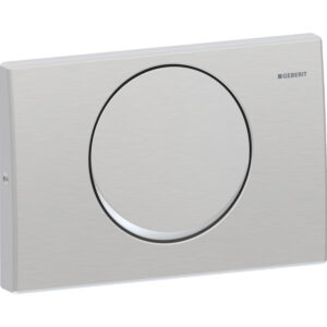 Geberit Delta10 bedieningspaneel, rond, spoel-stop spoeling, schroefbaar – Plaat, Toets: Geborsteld – 115.101.00.5