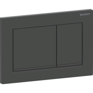 Geberit Omega20 bedieningspaneel, hoekig, 2-toets spoeling – Plaat, Toets: zwart mat / Easy to clean gecoat; Designstrook: zwart / Glanzend – 115.080.16.1