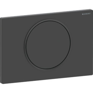 Geberit Sigma10 bedieningspaneel, rond, spoel-stop spoeling – Plaat, Toets: zwart mat / Easy to clean gecoat; Designring: zwart / Glanzend – 115.758.16.5