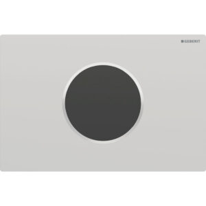 Geberit wc-besturing elektronisch, netvoeding, voor Sigma inbouwreservoir 12 cm, met Sigma10 bedieningspaneel, rond, automatisch / touch-free – Plaat: chroom / mat, easy to clean gecoat; Designring: chroom / Glanzend – 115.907.JQ.6