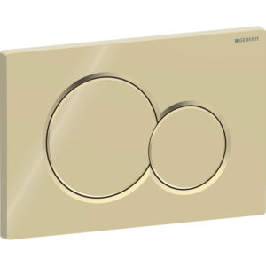 Geberit Sigma01 bedieningspaneel, rond, 2-toets spoeling – Plaat, Toets: Edelmessing gegalvaniseerd – 115.770.DT.5