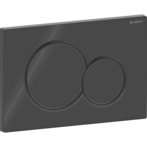 Geberit Sigma01 bedieningspaneel, rond, 2-toets spoeling – Plaat, Toets: zwart / Glanzend – 115.770.DW.5