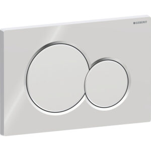 Geberit Sigma01 bedieningspaneel, rond, 2-toets spoeling – Plaat: chroom / Glanzend; Toets: chroom / Mat – 115.770.KA.5
