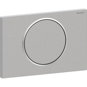 Geberit Sigma10 bedieningspaneel, rond, spoel-stop spoeling – Plaat, Toets: Geborsteld, easy to clean gecoat; Designring: Gepolijst – 115.758.SN.5