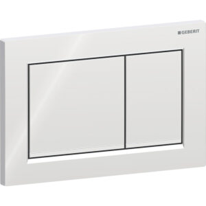 Geberit Omega20 bedieningspaneel, hoekig, 2-toets spoeling – Plaat, Toets: chroom / Glanzend; Designstrook: chroom / Mat – 115.080.KH.1