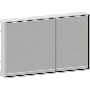 Geberit Omega60 bedieningspaneel, hoekig, 2-toets spoeling, vlak geïntegreerd – Toets: chroom / Geborsteld; Designstrook, Frame: chroom / Glanzend – 115.081.GH.1