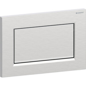 Geberit Sigma10 bedieningspaneel, hoekig, spoel-stop spoeling, schroefbaar – Plaat, Toets: chroom / Geborsteld, easy to clean gecoat; Designstrook: chroom / Glanzend – 115.893.KX.1
