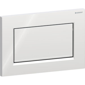 Geberit Sigma10 bedieningspaneel, hoekig, spoel-stop spoeling, schroefbaar – Plaat, Toets: chroom / Glanzend; Designstrook: chroom / Geborsteld – 115.893.KY.1