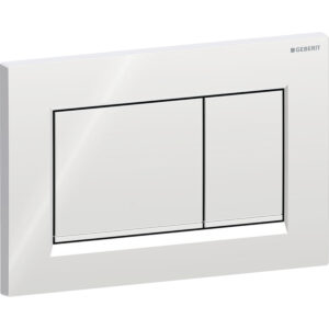 Geberit Sigma20 bedieningspaneel, hoekig, 2-toets spoeling – Plaat, Toets: chroom / Glanzend; Designstrook: chroom mat – 115.883.KH.1
