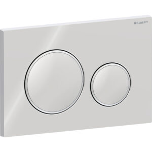 Geberit Sigma20 bedieningspaneel, rond, 2-toets spoeling – Plaat, Toets: chroom / Glanzend; Designring: chroom mat – 115.882.KH.1