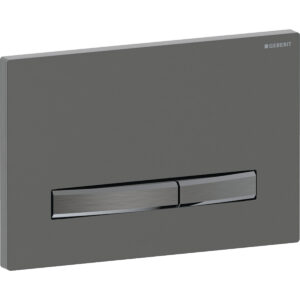 Geberit Sigma50 bedieningspaneel, hoekig, 2-toets spoeling, metaalkleur zwart chroom – Grondplaat, Afdekplaat, Toets: zwart chroom / Geborsteld, easy to clean gecoat – 115.671.QD.2