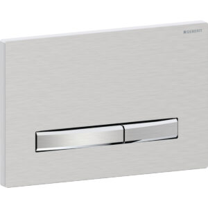 Geberit Sigma50 bedieningspaneel, hoekig, 2-toets spoeling, metaalkleur verchroomd – Grondplaat, Afdekplaat, Toets: chroom / Geborsteld, easy to clean gecoat – 115.788.GH.2