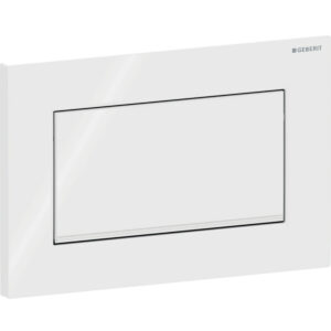 Geberit Sigma10 bedieningspaneel, hoekig, spoel-stop spoeling, schroefbaar – Plaat, Toets: wit / Glanzend; Designstrook: chroom / Glanzend – 115.893.KJ.1