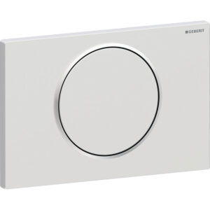 Geberit Sigma10 bedieningspaneel, rond, spoel-stop spoeling – Plaat, Toets: chroom / mat, easy to clean gecoat; Designring: chroom / Glanzend – 115.758.JQ.5