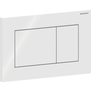 Geberit Sigma01 bedieningspaneel, hoekig, 2-toets spoeling – Plaat, Toets: wit / Glanzend – 115.660.11.1
