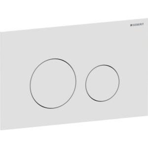 Geberit Sigma40 bedieningspaneel, rond, 2-toets spoeling – Plaat, Toets: wit mat / Easy to clean gecoat – 115.628.JT.1
