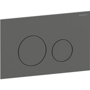 Geberit Sigma40 bedieningspaneel, rond, 2-toets spoeling – Plaat, Toets: zwart chroom / Geborsteld, easy to clean gecoat – 115.628.QD.1