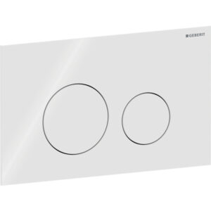 Geberit Sigma40 bedieningspaneel, rond, 2-toets spoeling – Plaat, Toets: wit / Glanzend glas – 115.628.SI.1