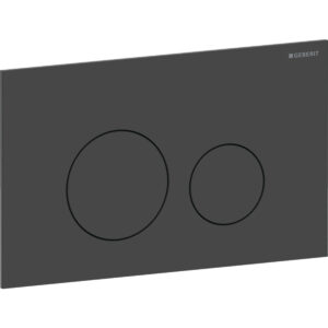 Geberit Sigma40 bedieningspaneel, rond, 2-toets spoeling – Plaat, Toets: zwart mat / Easy to clean gecoat – 115.628.14.1