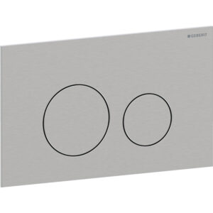 Geberit Sigma40 bedieningspaneel, rond, 2-toets spoeling – Plaat, Toets: Geborsteld, easy to clean gecoat – 115.628.FW.1