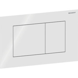 Geberit Sigma40 bedieningspaneel, hoekig, 2-toets spoeling – Plaat, Toets: wit / Glanzend glas – 115.629.SI.1