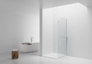 Curvy gebogen douchewand – 100x200 cm – chroom – helder glas