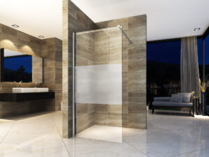 Eco douchewand – 80x200 cm – chroom – helder glas met matte strook