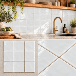 Fries Off White 13x13 cm – Handvorm wandtegel hoogglans