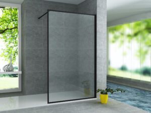 Reco douchewand met kader – 80x200 cm – mat zwart – helder glas