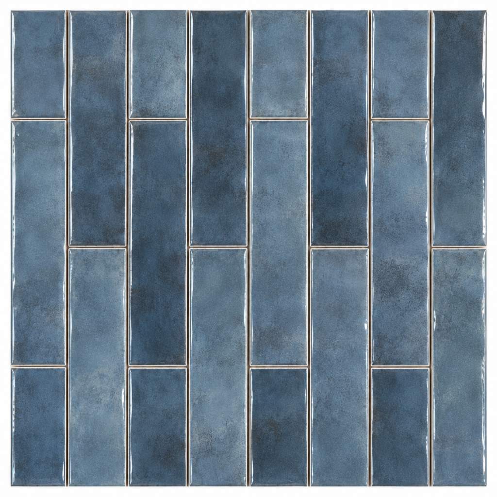 Velora Blauw 6,5x29,8 cm glanzende blauwe wandtegel