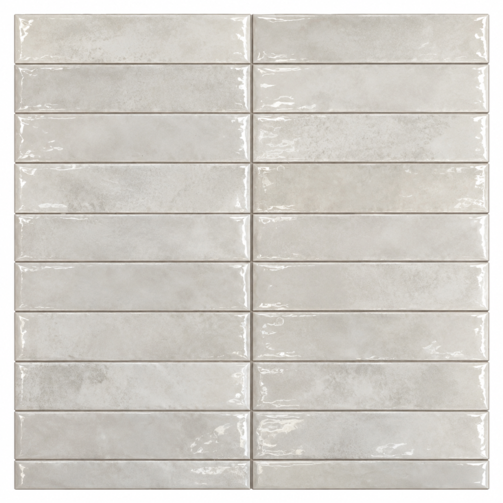 Witte Velora wandtegels 6,5x29,8 cm op wand