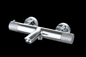 Badmengkraan thermostatisch Chroom met geribbelde knop