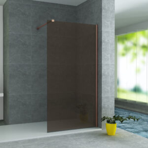 Copa douchewand – 90x200 cm – geborsteld koper – champagne glas