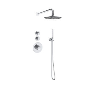 Doucheset inbouw deluxe met box thermostaat, muurbevestiging / douchekop 30 cm Chroom