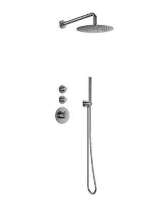 Doucheset inbouw deluxe met box thermostaat, muurbevestiging / douchekop 25 cm Gun Metal
